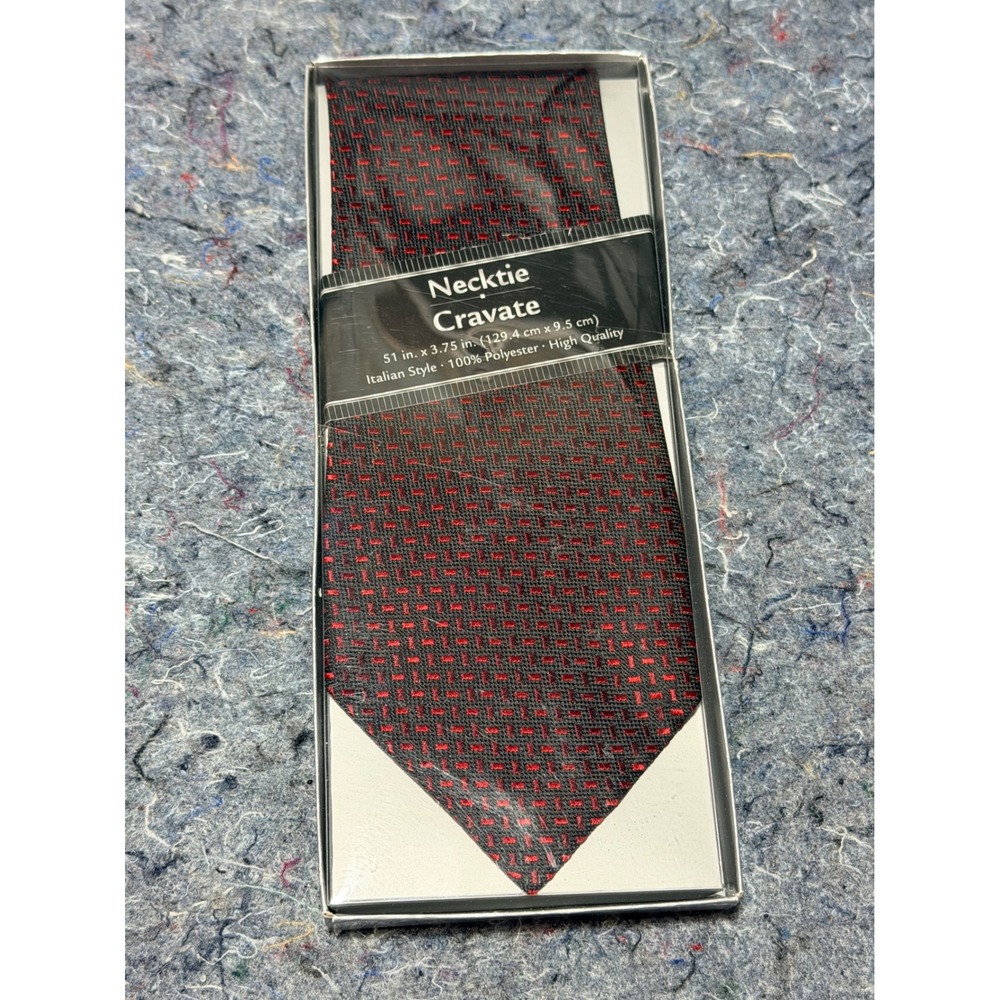 Greenbrier Int'l Mens‎ Necktie NEW Red Black Geometric Italian Style Cravate